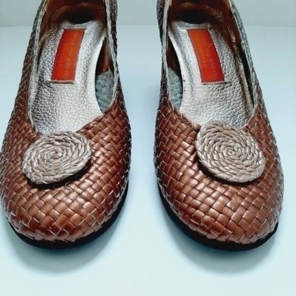 HESTER VAN EEGHEN Metallic Pink Woven Leather Heels Sz 8.5 - Picture 6 of 12